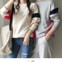 제일컴퍼니 커플시밀러룩 포인트 배색 맨투맨