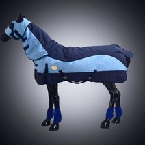 말 패딩 후드 가을 겨울 방한 한라마 풀커버 보호대, 헤드기어 없음 네이비 블루 135cm