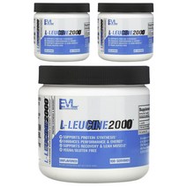 EVLUTIONNUTRITION L-류신 2000 언플레이버드 글루텐 프리 비건, 200g, 3개