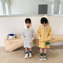 후드 스트라이프원피스