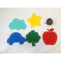 바느질놀이 실꿰기 모양펠트 유치원 어린이집 아기 유아 끈놀이, 나무