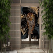 동물 문 커튼 중국어 잉어 호랑이 표범 새 파티션 화면 복도 입구 출입구 일본 방 장식, CTS00670+65x90cm