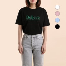 더팀 빌리브 남여공용 빅사이즈 20수 반팔 프린트 티셔츠