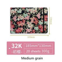 패브릭 전문 수채화 용지 300g 휴대용 여행 20 시트 물 색 스케치북 회화 아트 학교 용품에 대 한, CHINA, 32K Medium sakura