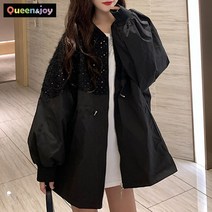 퀸앤조이 블링블링 스팽글 간절기 야상점퍼