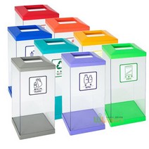 [위드리빙] 피라밋형 투명휴지통50 (P.C몸통+ABS뚜껑) WL-2817, 연두(비닐류), 연두(비닐류)