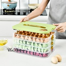 UNBAISER 4층 만두통 냉장고 전용 가정용 냉동 냉동 냉동 만두 손만두 혼돈 신선도 수납함, 녹색, 5단(만두 200개)