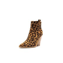 웨지 힐 롱 부츠 웨스턴 MStacchi 골드 스네이크 프린트 여성용 발목 하이힐 여성 런웨이 디자인 Chunky Heels Botas Mujer Western boot