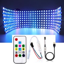 ed 차량용 간판 전광판 5V Led 픽셀 스크린 패널 DC USB 원격 컨트롤러 WS2812B 매트릭스 스트립 RGB 5050, 01 14Keys Lock USB, 03 16x16