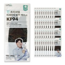 린프리미엄 미세먼지 방역 마스크 KF94 블랙 대형 식약처 허가, 100매