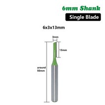 트리머 목공 라운딩 라우터 커터 코너 커터 생크 밀링 나무 조각 스트레이트 비트 텅스텐 카바이드 싱글 더블 라운더 모서리컷팅기코너재단기 모서리컷팅기, 6x3x13