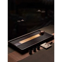 티 트레이 쟁반 배수구 원목 사무실 정통 찻집 80CM, (흑단 70x35x5)