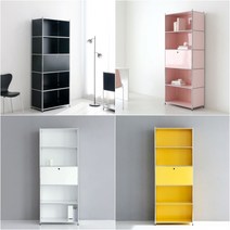 마켓비 5단 책장 모듈 철제 서재 수납 이케아 인테리어 거실 코너 화이트 대행 아이방, 핑크