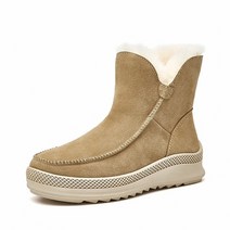 베어파우 bearpaw 양털 호주 부츠 boots beautoday 스노우 부츠 여성 암소 스웨이드 가죽 발목 부츠 숙녀 라운드 발가락 슬립 온 겨울 따뜻한 양모 신발 수제