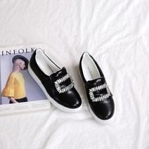 발편한 큐빅 밴딩 통굽 3cm 여성 슬립온 블랙 250