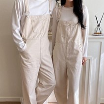 여자 남자 러블리 오버롤 데님 와이드핏 멜빵 바지