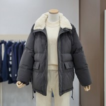 시에로 네크 퍼 변형 퀼팅 다운 점퍼-SI4JPF306DG
