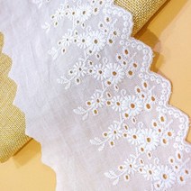 레이스 원단 3Yds/lot 11cm 와이드 수제 국화 자수 코튼 소재 커튼 소파 장식 패브릭 X494, [04] 14-15yard price, [02] bleach