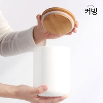 카페 용기 원두 세라믹 보관통 커피 캐니스터 도자기 우드 원두밀폐용기 화이트 중, 도자기우드 원두밀폐용기(화이트)_대