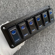 판넬스위치 램프 명판 디자인 프리미엄 로커 스위치 패널 해양 자동차 보트 caravan camper rv accessories ip65 방수 더블 라이트 메탈 스위치, 6 갱 블랙 블루