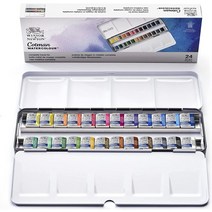 수성 페인트 Winsor Newton 전문 코트맨 수채화 페인트 금속 상자 1224 하프 팬 고급 아티스트 품질 및 신뢰성, 2.24 Travel Set