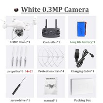 드론 열화상 카메라 rc fpv quadcopter uav with esc 4k hd profesional 광각 공중 사진 장수명 원격 제어 헬리콥터, 0.3mp-2 카메라 화이트