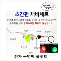 [낚댕] 전자 구멍찌 풀 셋트 감성돔 벵에돔 바다 찌 낚시 묶음 채비 초보 입문용, 검정/빨강 2