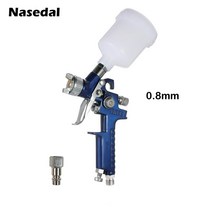 0.8mm/1.0mm 미니 HVLP 스프레이 건 페인트 에어 브러시 중력 피드 벽 자동차 페인팅 네일 케이크 장식, 01 0.8mm Blue