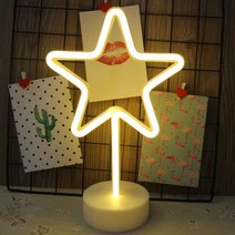 led간판 LED메뉴판 카페입간판 플라밍고 LED 조명 네온 불빛 로그인 침실 장식 사인 야간 객실 벽 아트 바 파티 USB 또는 배터리 전원, 4.star