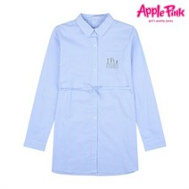 애플핑크 허리끈 스트라이프 셔츠 원피스