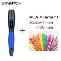 SMAFFOX 3D 펜 100meter PLA 필라멘트 diy 드로잉 펜 lcd 디스플레이 인쇄 펜 3d 프린터 펜 106, 파란색 추가 100m PLA, 협력사