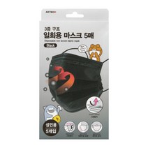 아트박스 3중구조 블랙 일회용마스크 5매, 1개