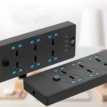 멀티탭스마트 소켓 전원 ac 110V-240V 스트립 16A 범용 콘센트 4 USB 충전기 포트 200CM 확장 6 개 플러그, 01 Black_03 UK_01 6, 01 100-240V