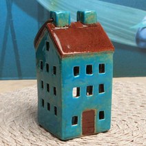 유럽풍 미니하우스 캔들홀더 장식소품 (파랑집), 오늘보내드립니다, 오늘보내드립니다