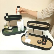 화장품 차키 모던 레더 2단 트레이, 1단 화이트 마블