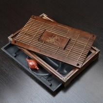 고급 원목 차판 다기 트레이 차 나무 찻상 쟁반 퇴수기 다도세트, 차판43cm(브라운)