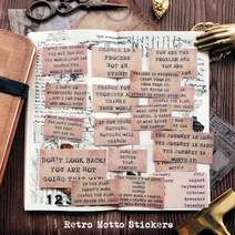 17Pcs Tim Holtz 스타일 Inspirational Phrase Stickers 빈티지 정크 저널 Ephemera 미적 스티커 앨범 Scrapbooking Material, [01] 17 Pieces TypeA