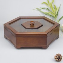 나무 구절판 용기 월남쌈 한과 나눔 접시 그릇 세트, 월넛 33cm 금장 없음