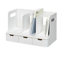 좁은 책상 가벼운 플라스틱 서랍겸 3단책꽃이 고시원 아이방책장 튼튼한 소설책 수납, 화이트(GT)