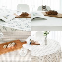 린넨 순면 감성 테이블보 4종, 플라워