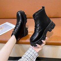 lofty최신 신발 여성 부츠 편안한 방수 발목 패션 레이스 업 플러스 사이즈 블랙 플랫폼 여성화
