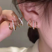 EPWEI 알러지 방지 여성 큐빅귀걸이 골드 순은925 은침 피어싱 이어링 심플 데일리 귀찌