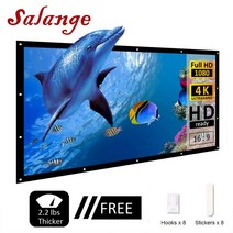 스크린 빔 이동식 프로젝터 salange 야외 간단한 휴대용 16:9 여행 전면 앰프, 60인치