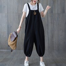 WHYY 여자 빅 사이즈 여름 조거 배기 팬츠 멜빵 날씬해 보이는 끈 점프슈트