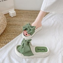 TANC 여자 러블리한 리본 통굽 슬리퍼 로맨틱 키높이 신발
