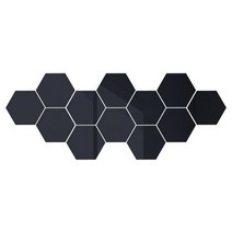 붙이는거울 아크릴 거실 욕실 육각 거울 벽 스티커 이동식 아트 홈 장식 12Pcs, 검은색, m 100x87x50mm