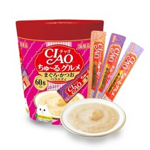 챠오 츄르 버라이어티 고양이 간식, 참치, 가다랑어, 840g, 1세트