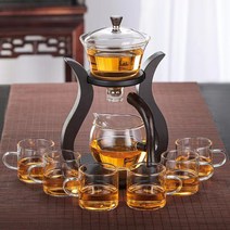 XMZ 마그네틱스위치 동티팟 세트 티메이커 차거름망 유리 티포트, 425ml+컵 6개