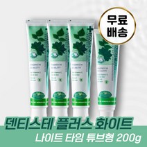 덴티스테 플러스 화이트 치약 200g 구취 제거 텁텁함 개선 도움 상쾌함 개운함 청량함 입냄새 구강 청결 관리 8가지 자연 유래 허브 성분 자일리톨 비타민 C 이산화규소 함유, 200g x 2개