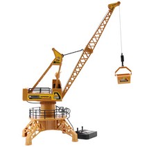 RC 원격 제어 시뮬레이션 크레인 건설 장난감 RC 크레인 타워 RC 트럭 모델 장난감 360도 회전 생일 선물, 하나, 노랑
